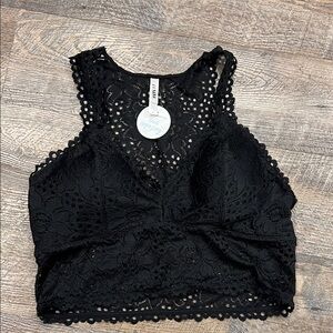Zenana Black Lace Bralette NEW Sz XL